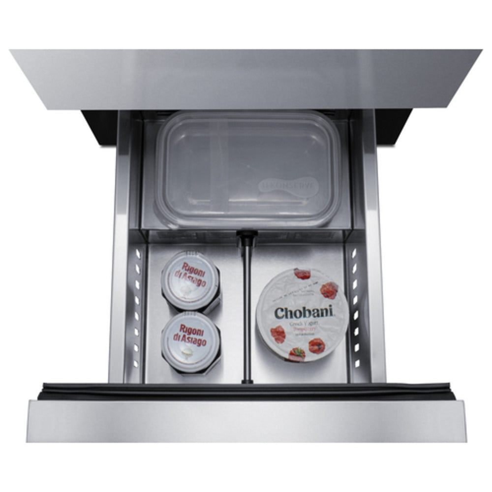 Summit Appliance Shallow Depth Series 15" Stainless Steel/Black Finish 2-Drawer All-Refrigerator