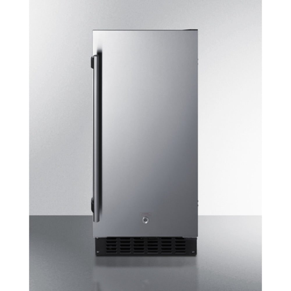 Summit Appliance Shallow Depth Series 15" Stainless Steel/Black Finish Built-In All-Refrigerator