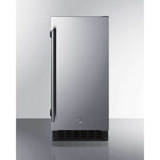 Summit Appliance Shallow Depth Series 15" Stainless Steel/Black Finish Built-In All-Refrigerator