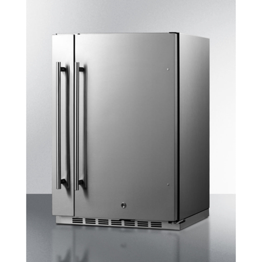 Summit Appliance Shallow Depth Series 19" Stainless Steel Finish Built-In All-Refrigerator with Slide-Out Storage Compartment