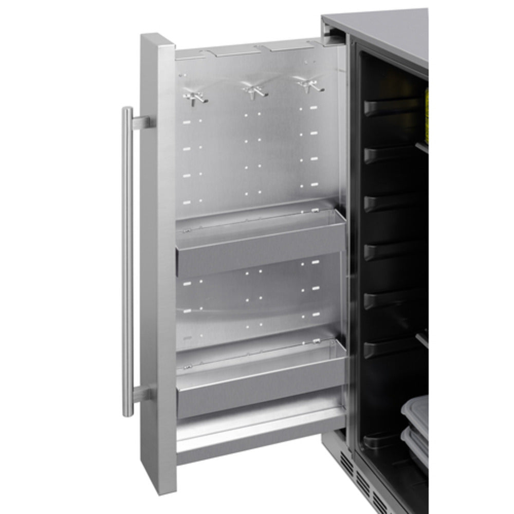 Summit Appliance Shallow Depth Series 19" Stainless Steel Finish Built-In All-Refrigerator with Slide-Out Storage Compartment