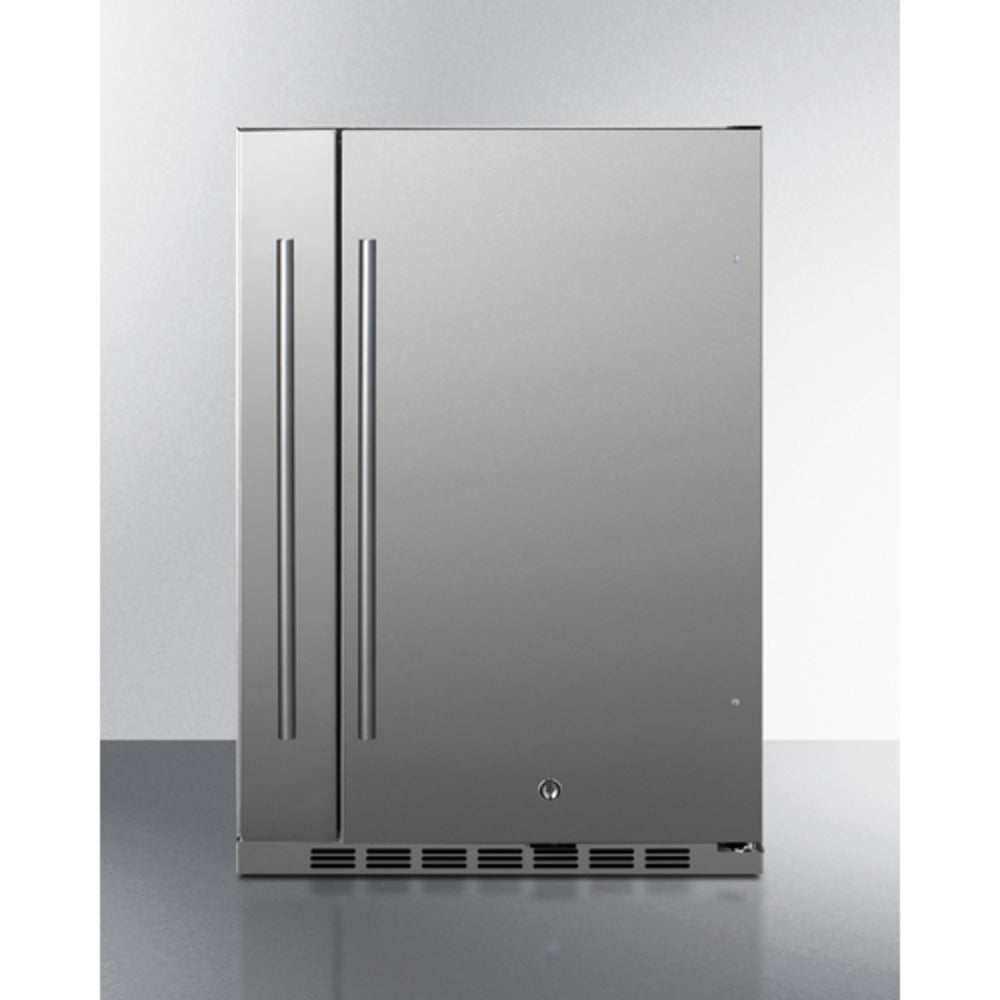 Summit Appliance Shallow Depth Series 19" Stainless Steel Finish Built-In All-Refrigerator with Slide-Out Storage Compartment
