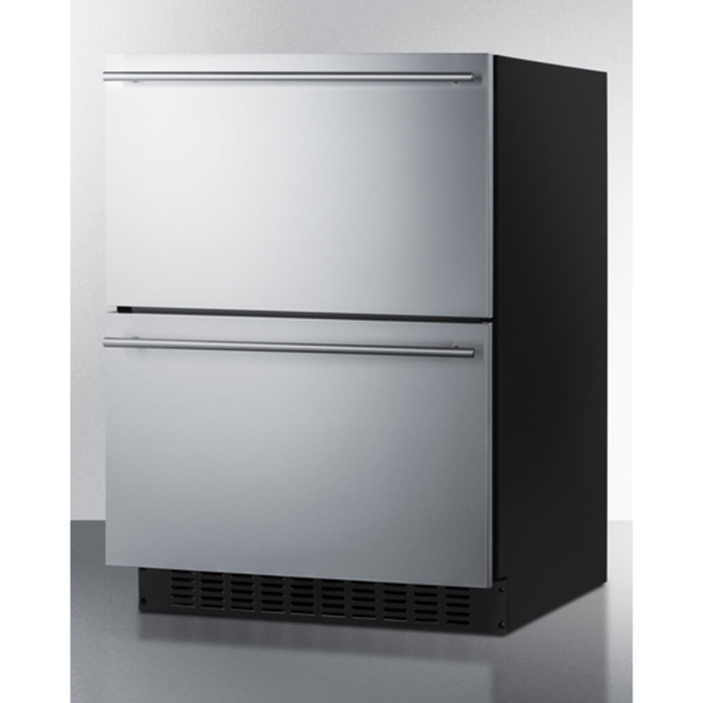 Summit Appliance Shallow Depth Series 24" Panel-Ready/Stainless Steel 2-Drawer All-Refrigerator