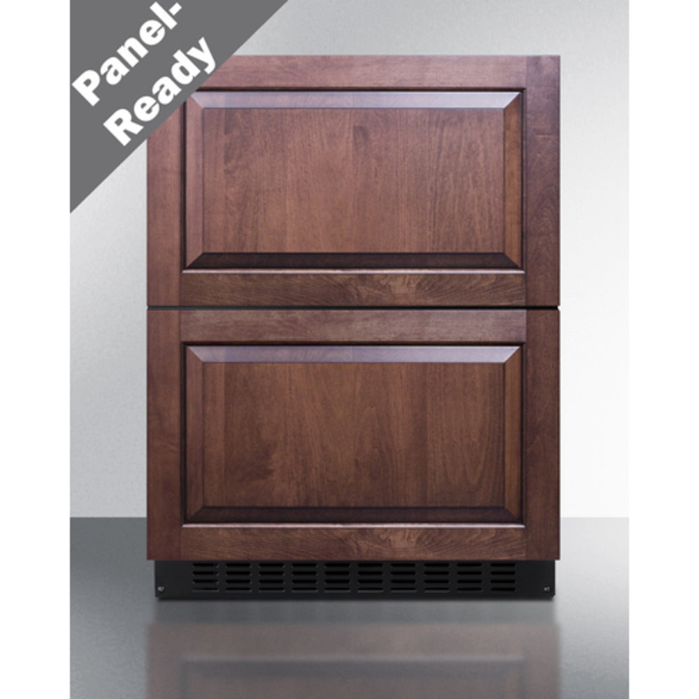 Summit Appliance Shallow Depth Series 24" Panel-Ready/Stainless Steel 2-Drawer All-Refrigerator