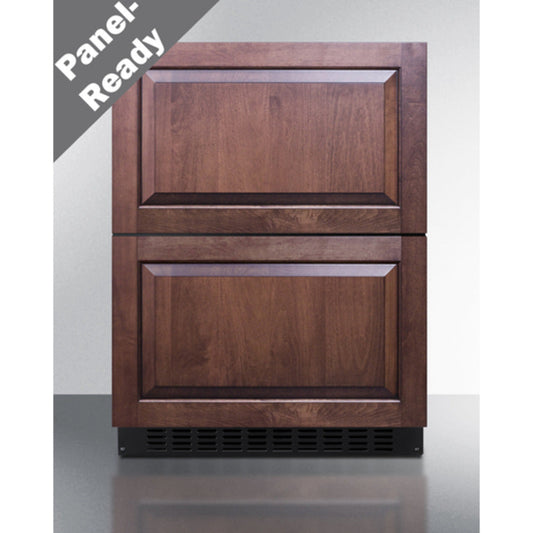 Summit Appliance Shallow Depth Series 24" Panel-Ready/Stainless Steel 2-Drawer All-Refrigerator