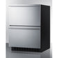 Summit Appliance Shallow Depth Series 24" Stainless Steel/Black Finish 2-Drawer All-Refrigerator