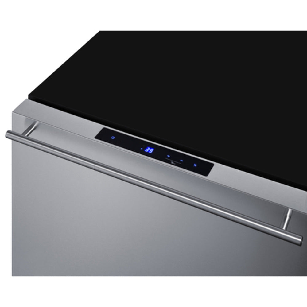 Summit Appliance Shallow Depth Series 24" Stainless Steel/Black Finish 2-Drawer All-Refrigerator