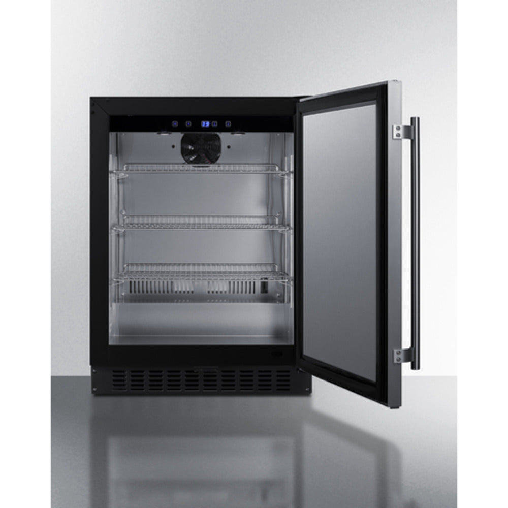 Summit Appliance Shallow Depth Series 24" Stainless Steel/Black Finish Built-In All-Refrigerator