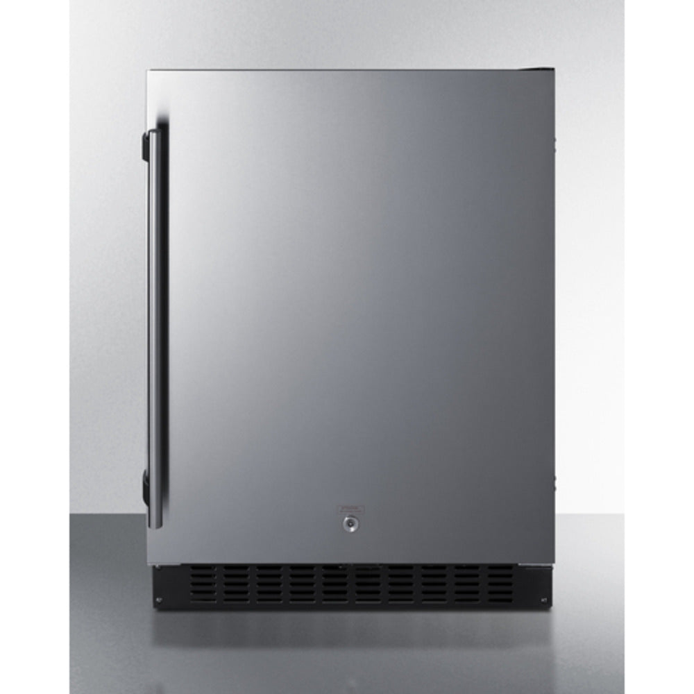 Summit Appliance Shallow Depth Series 24" Stainless Steel/Black Finish Built-In All-Refrigerator