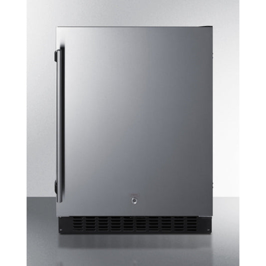 Summit Appliance Shallow Depth Series 24" Stainless Steel/Black Finish Built-In All-Refrigerator
