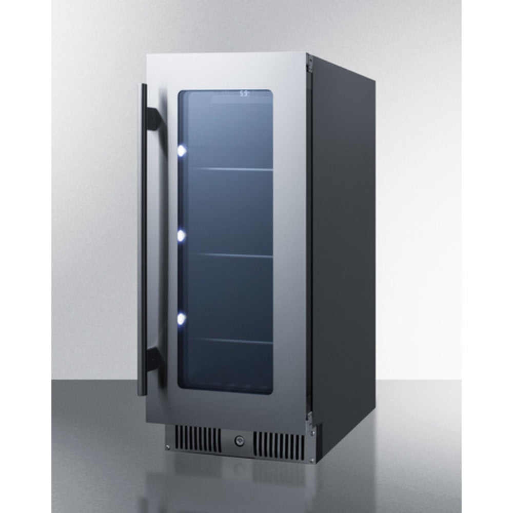 Summit Appliance Summit Classic 15" Stainless Steel/Black Finish Built-In Beverage Center