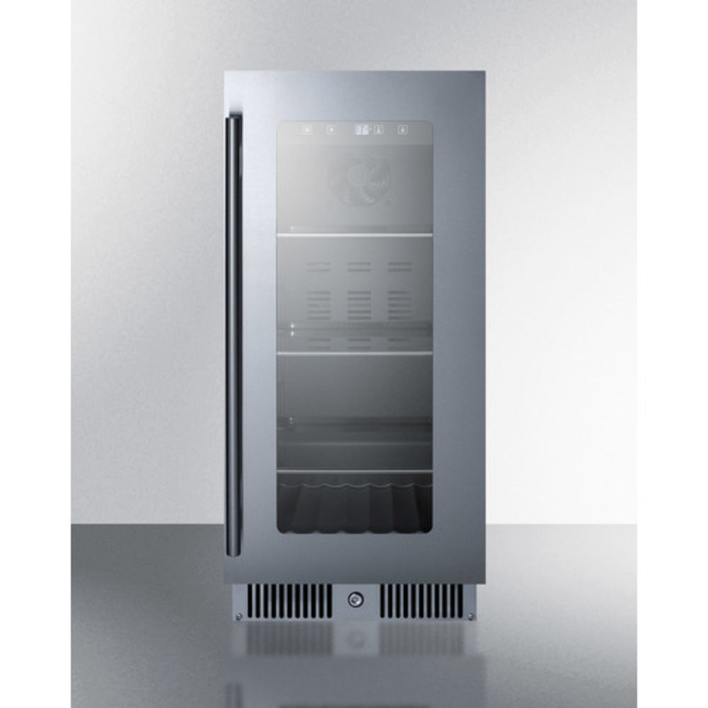 Summit Appliance Summit Classic 15" Stainless Steel/Black Finish Built-In Beverage Center