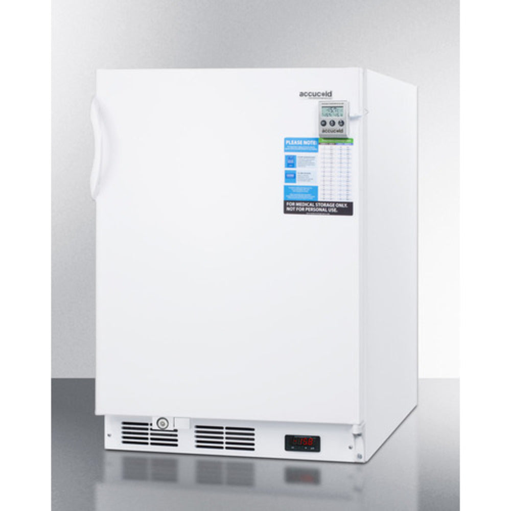 Summit Appliance VAC Series 24" 3 cu.ft. White Finish Built-In All-Freezer with NIST Calibrated Temp Display - ADA Compliant
