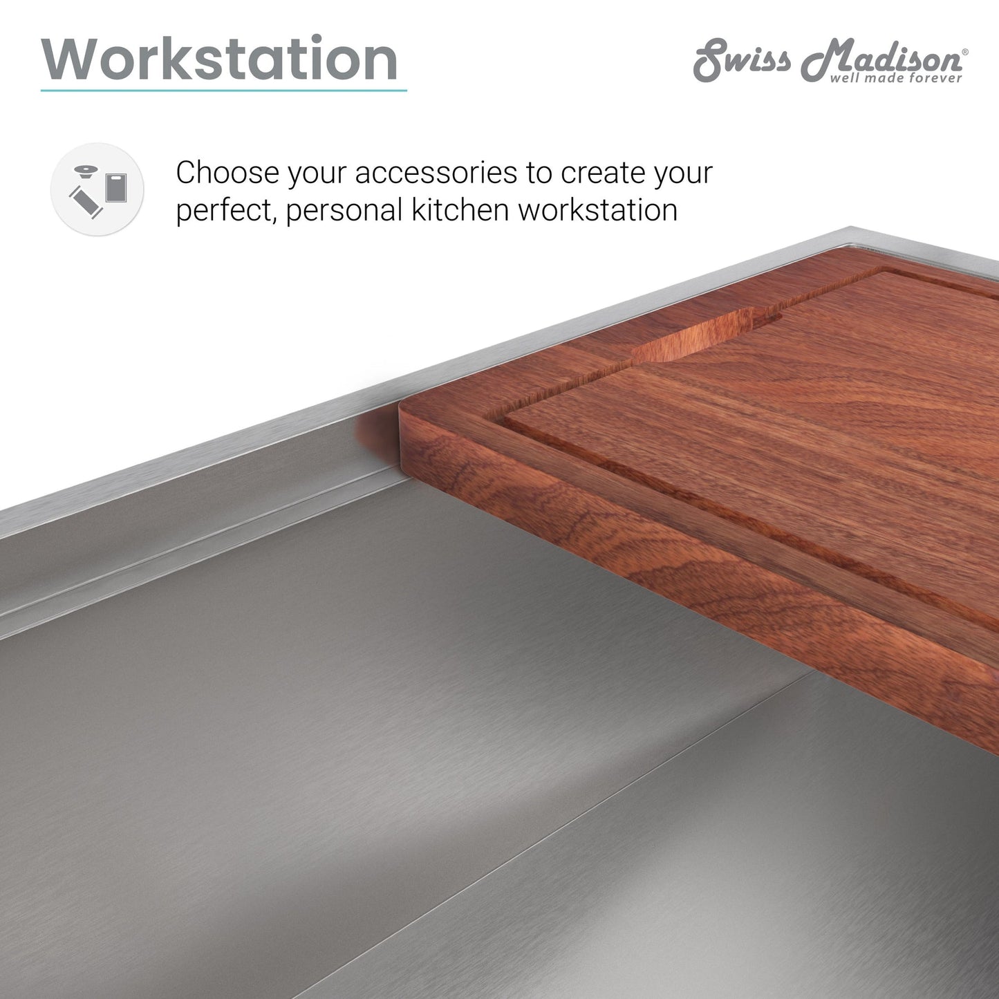 Swiss Madison 12" x 17" Mahogany Wood Cutting Board Kitchen Accessories