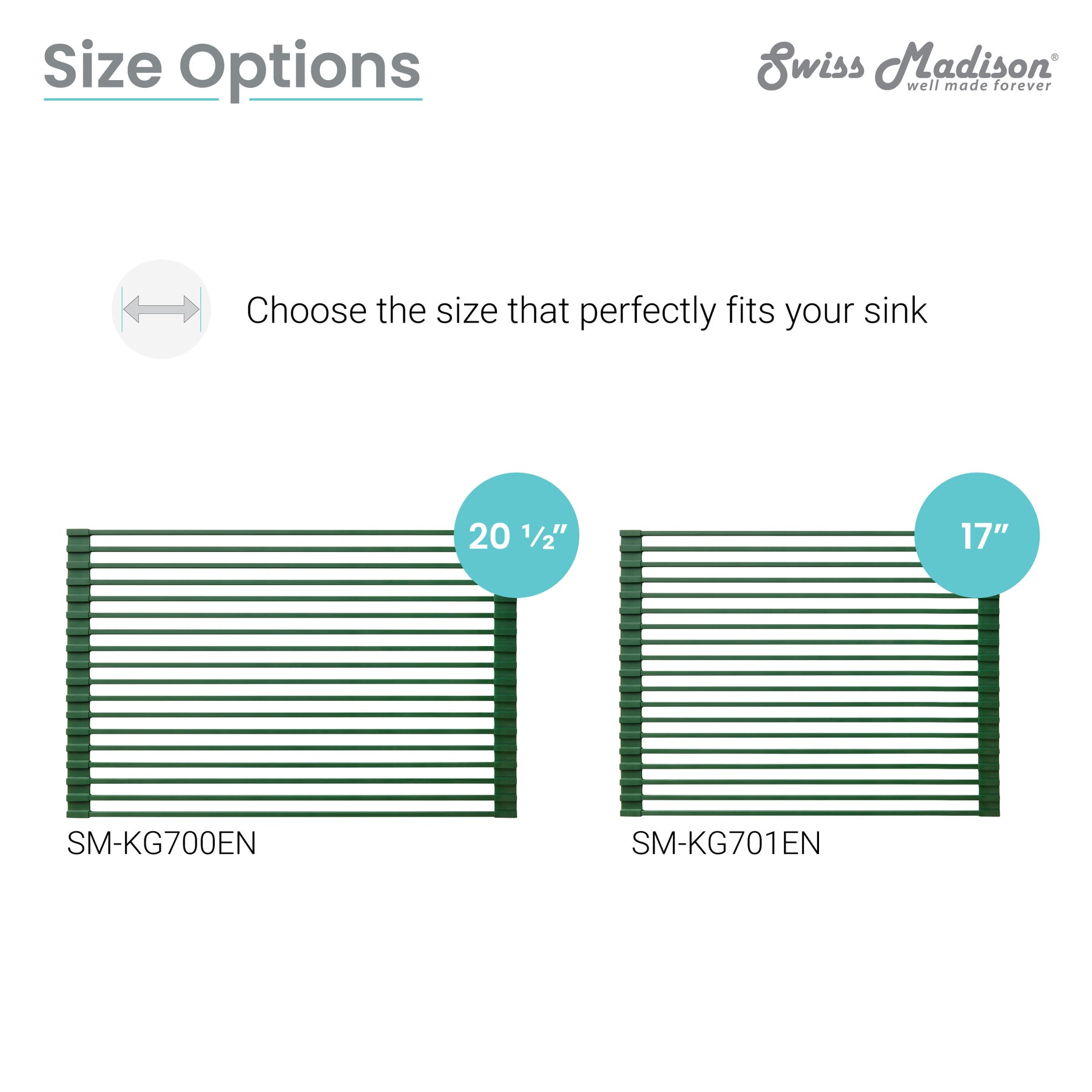 Swiss Madison 17" x 13" Green Silicone Roll Up Kitchen Grid Sink
