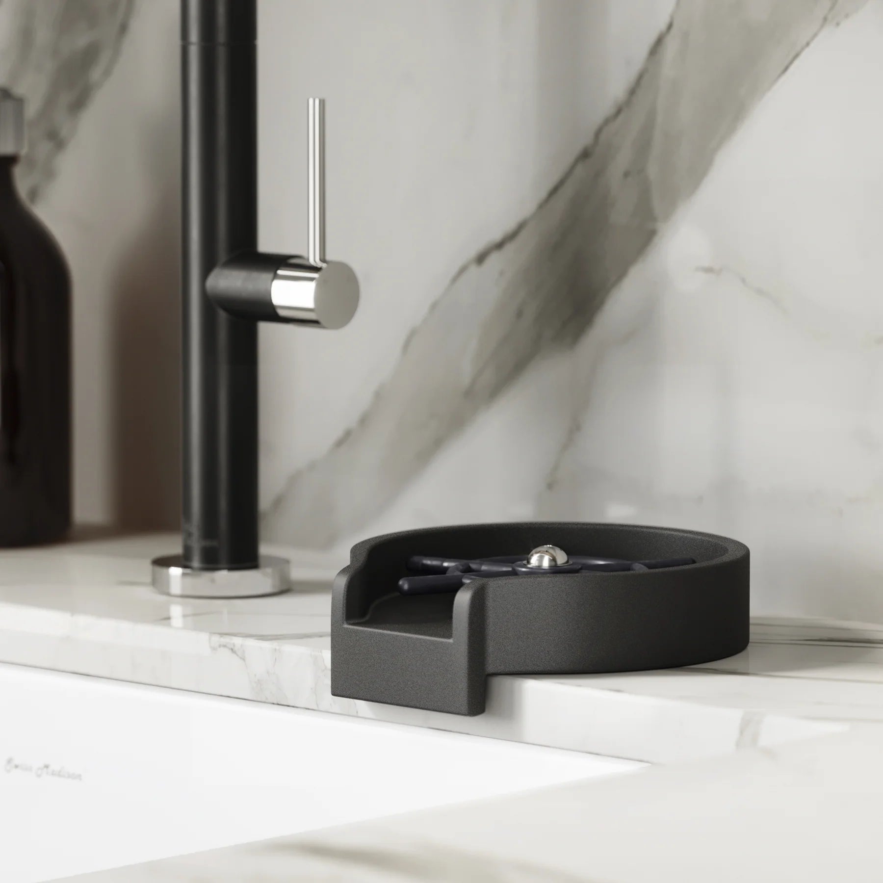 Swiss Madison 5" Black Glass Rinser For Kitchen Sink