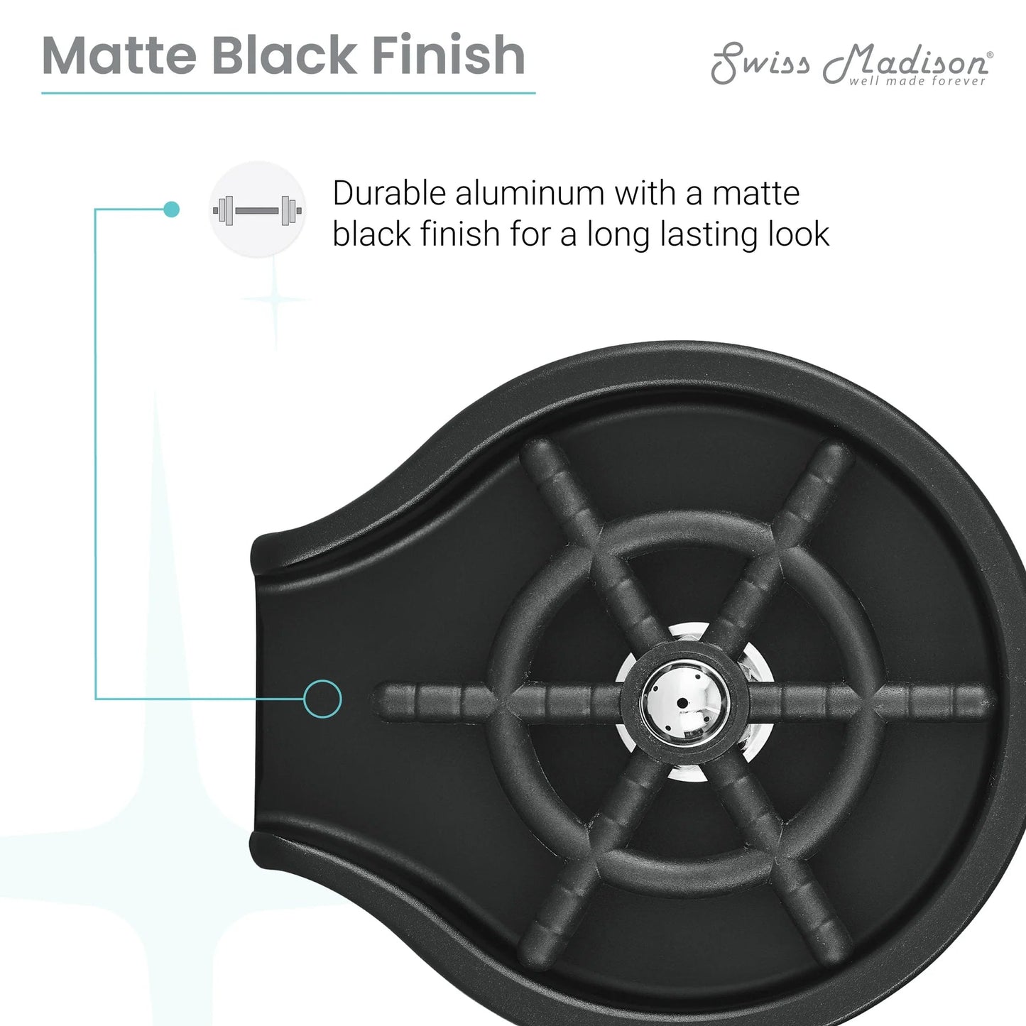 Swiss Madison 5" Black Glass Rinser For Kitchen Sink