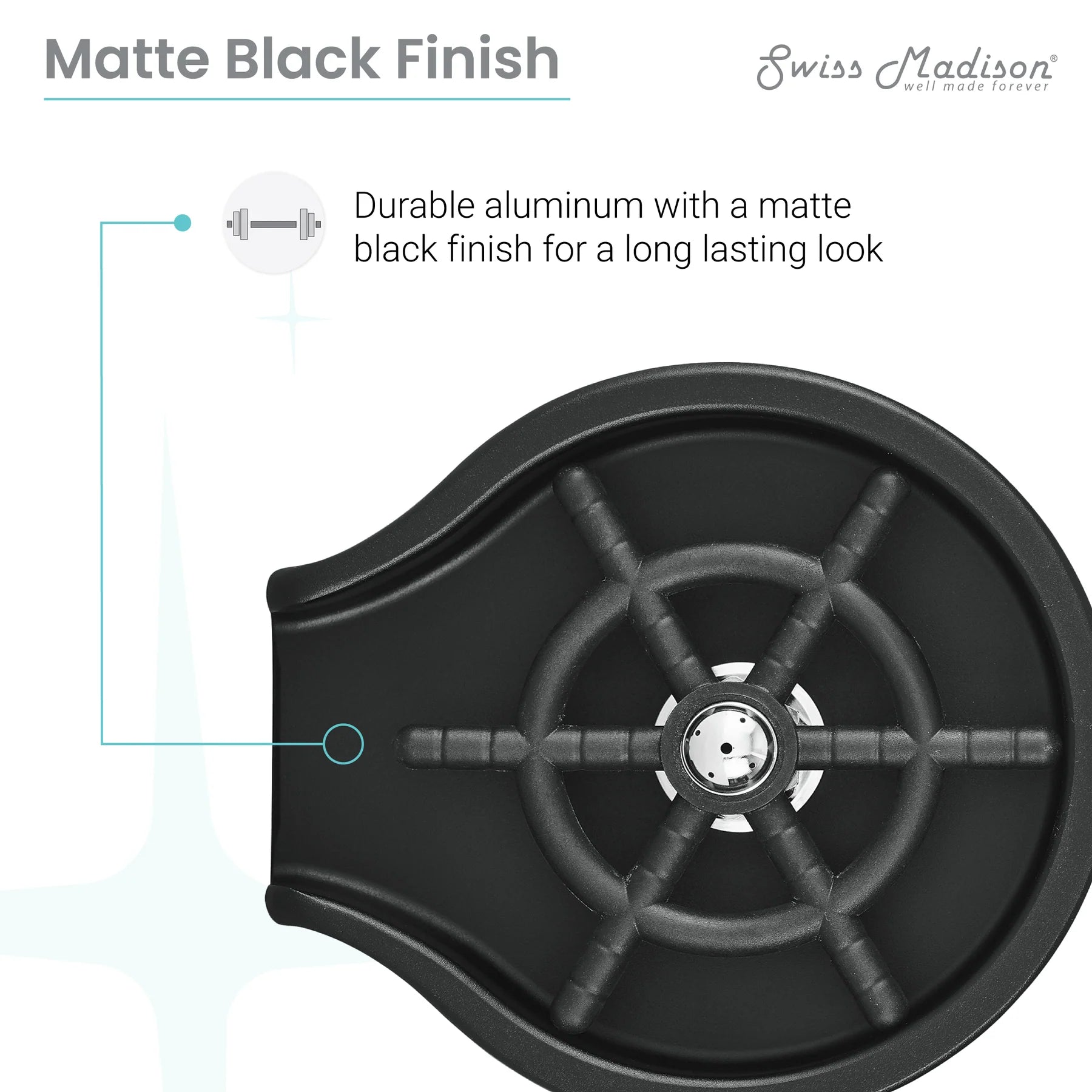 Swiss Madison 5" Black Glass Rinser For Kitchen Sink