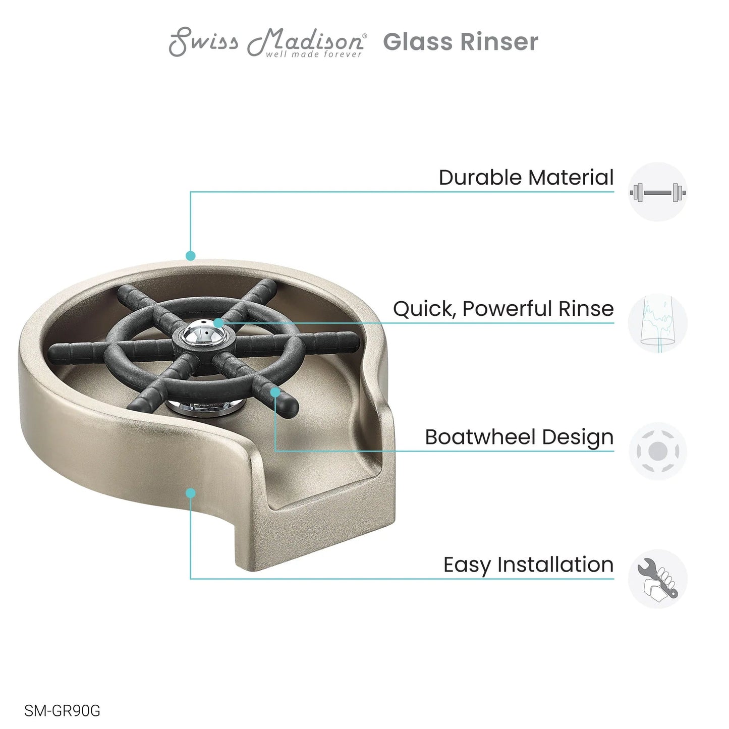 Swiss Madison 5" Gold Glass Rinser For Kitchen Sink