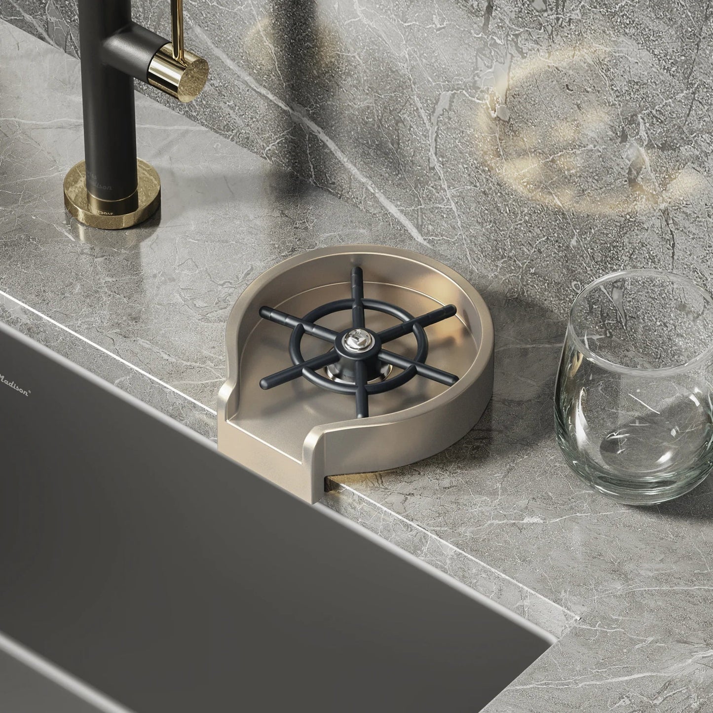 Swiss Madison 5" Gold Glass Rinser For Kitchen Sink