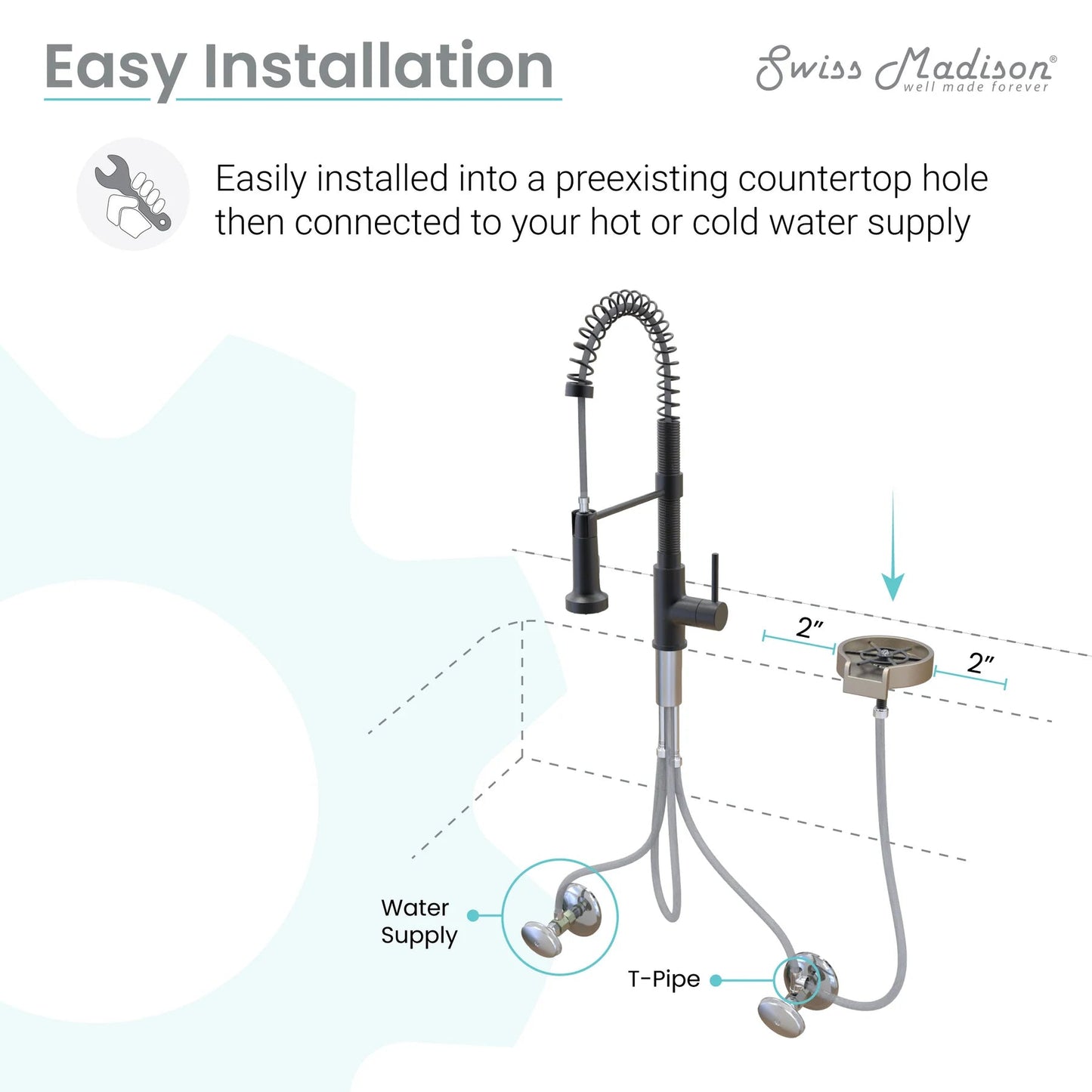Swiss Madison 5" Gold Glass Rinser For Kitchen Sink