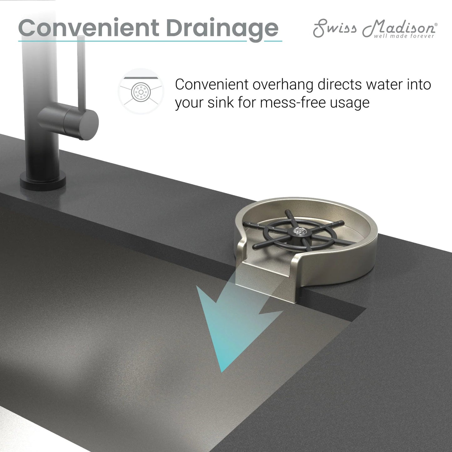 Swiss Madison 5" Gold Glass Rinser For Kitchen Sink