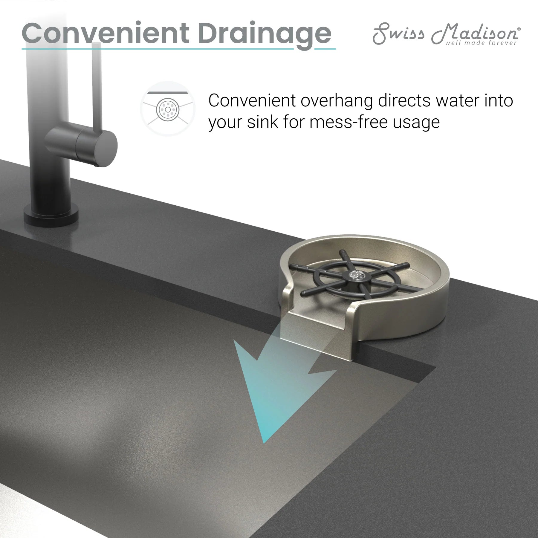 Swiss Madison 5" Gold Glass Rinser For Kitchen Sink