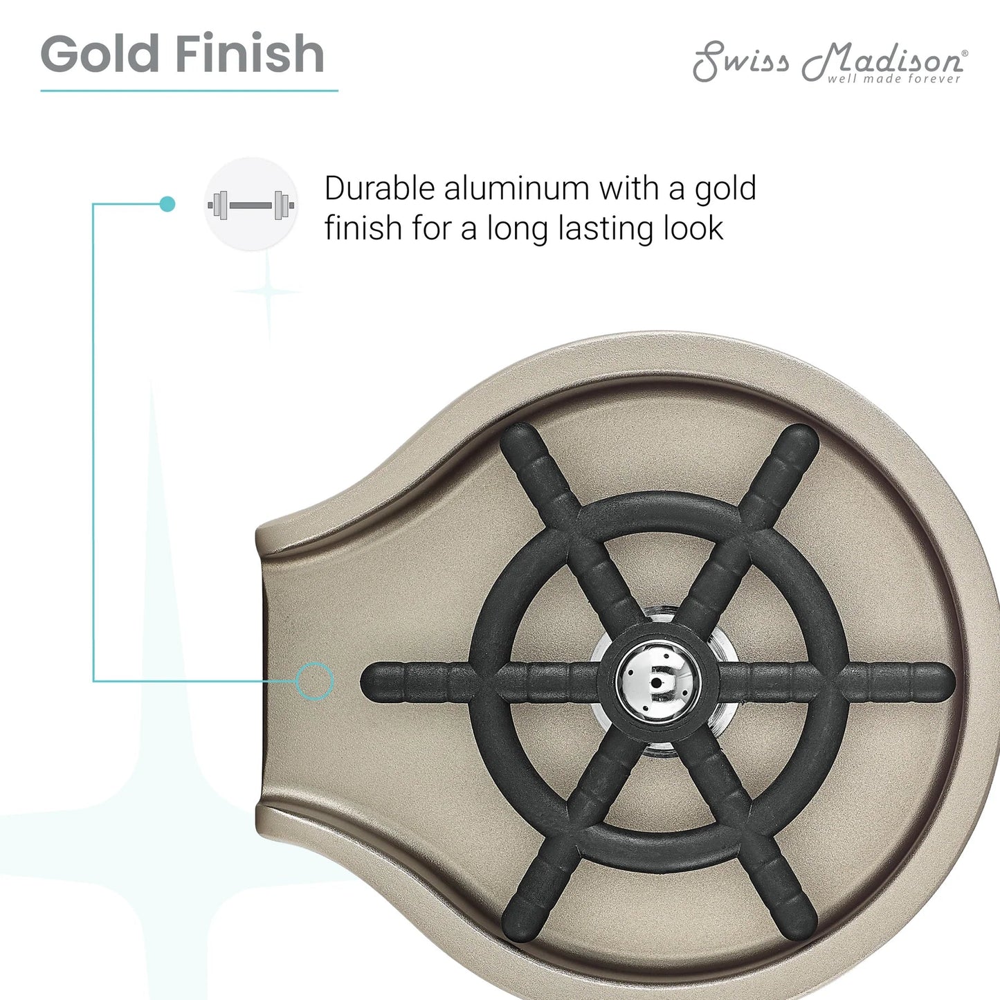 Swiss Madison 5" Gold Glass Rinser For Kitchen Sink