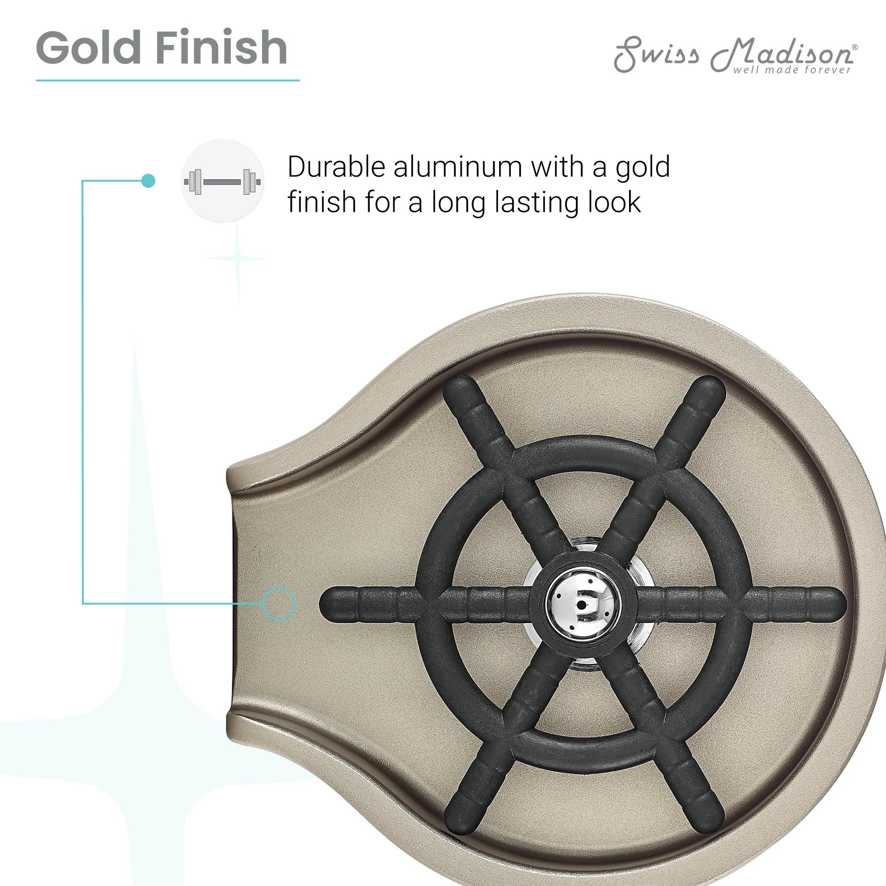 Swiss Madison 5" Gold Glass Rinser For Kitchen Sink