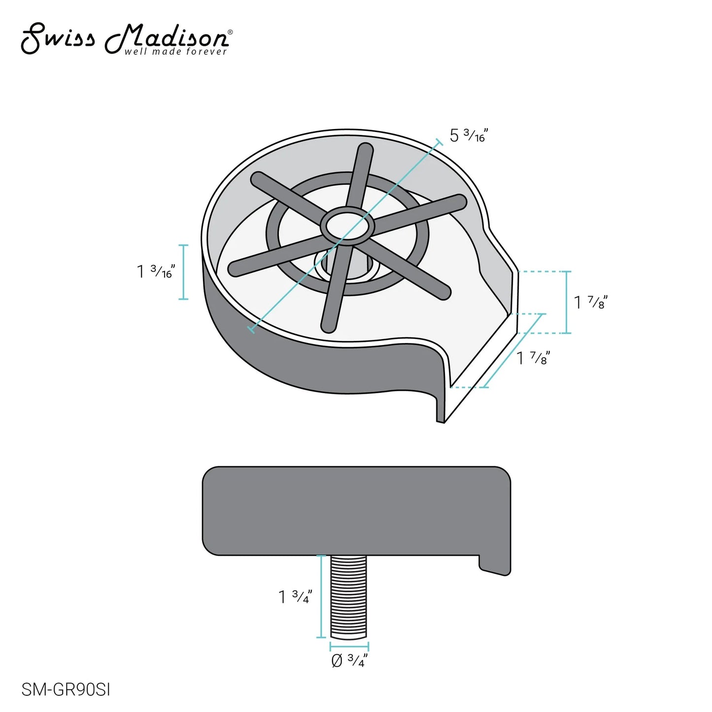 Swiss Madison 5" Silver Glass Rinser For Kitchen Sink