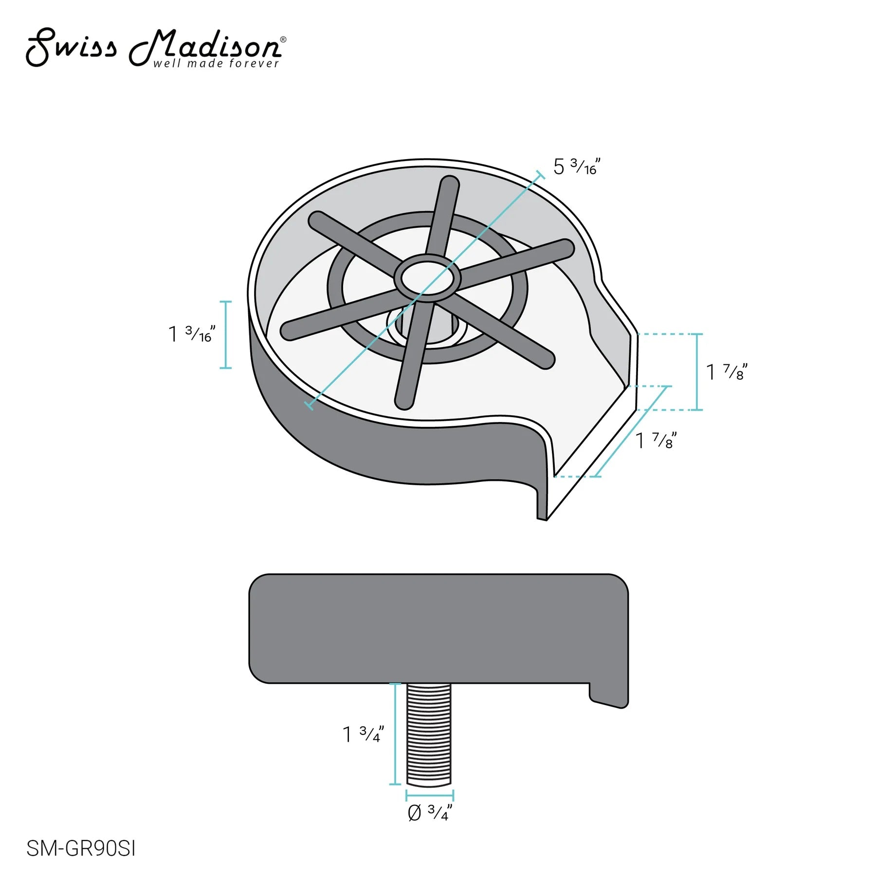 Swiss Madison 5" Silver Glass Rinser For Kitchen Sink