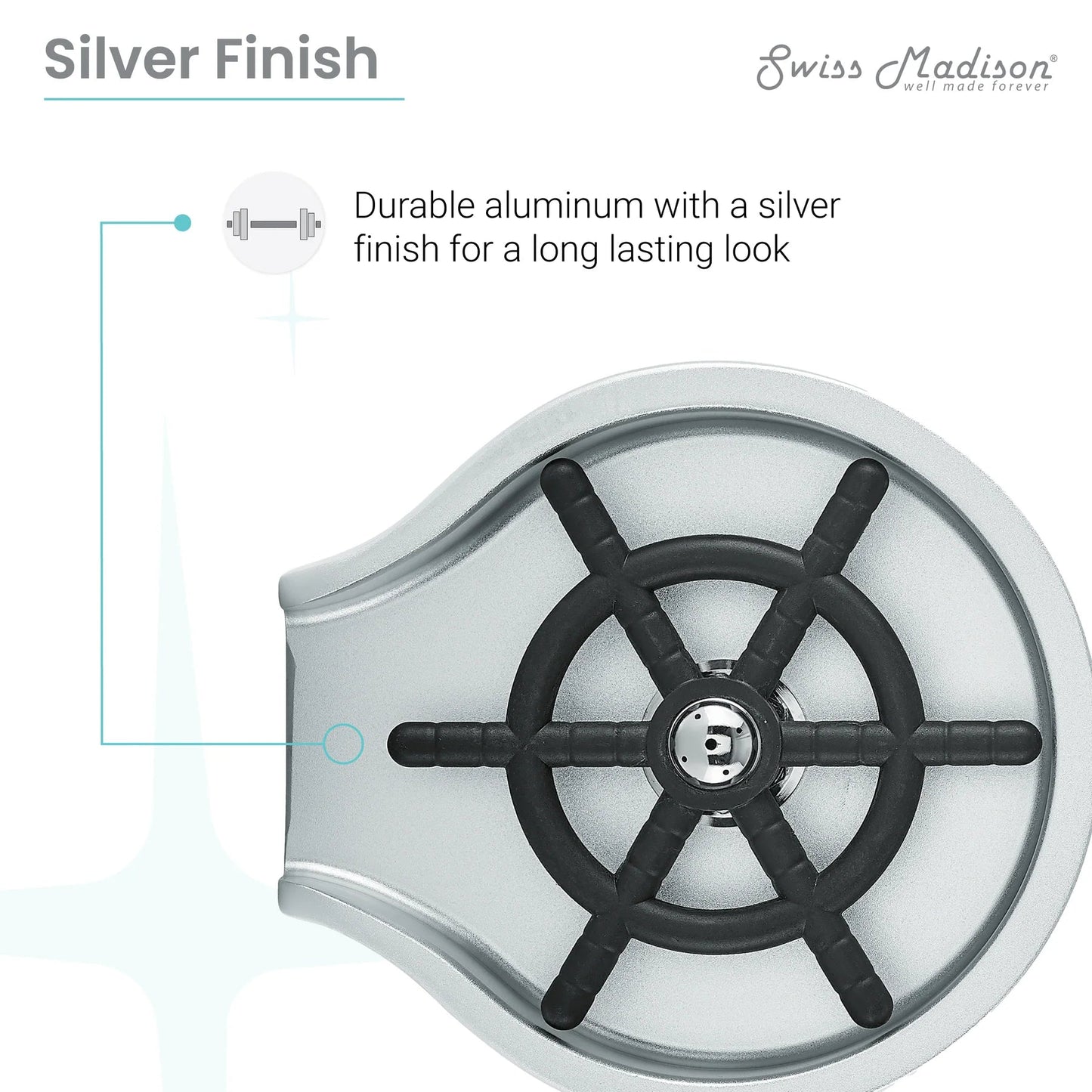 Swiss Madison 5" Silver Glass Rinser For Kitchen Sink