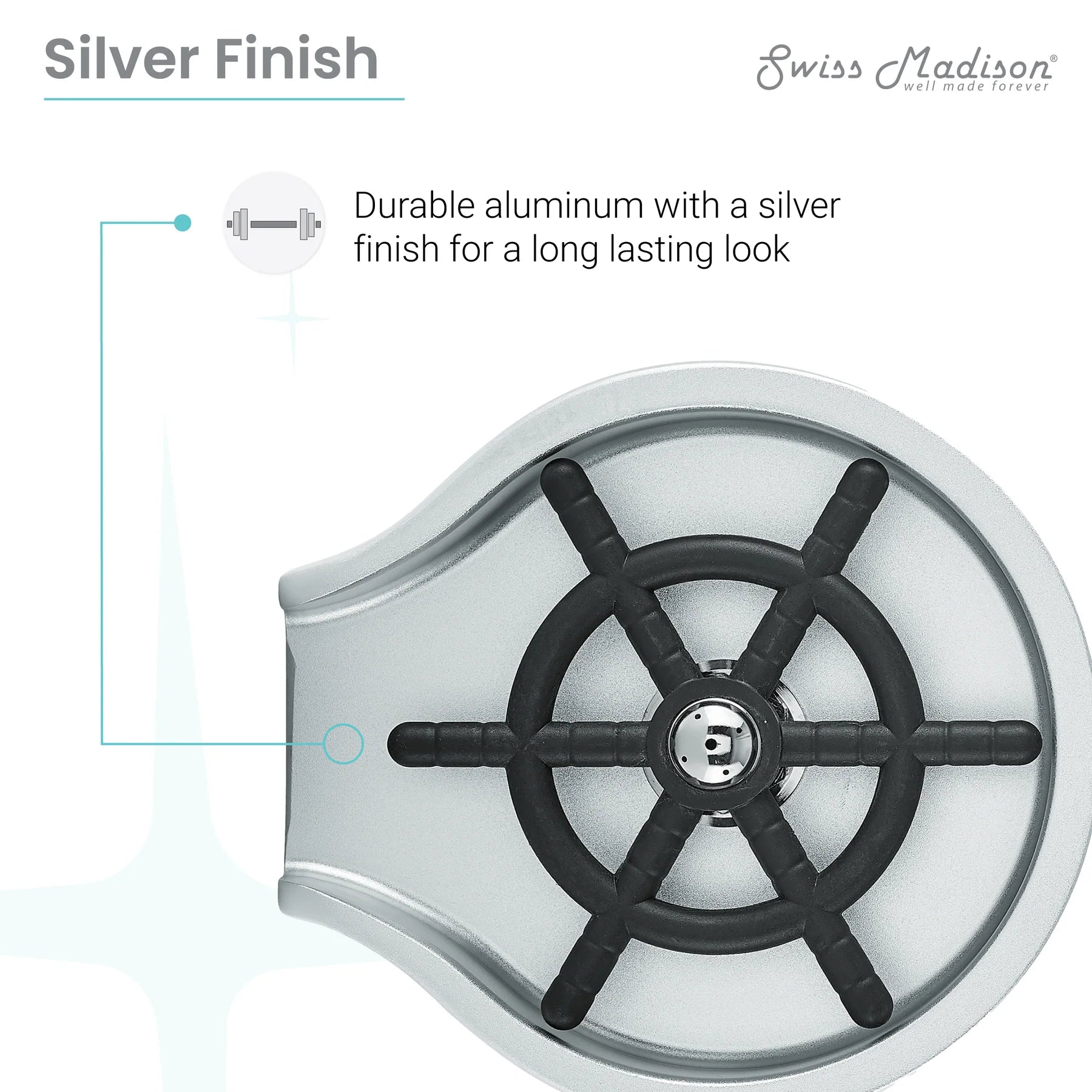 Swiss Madison 5" Silver Glass Rinser For Kitchen Sink