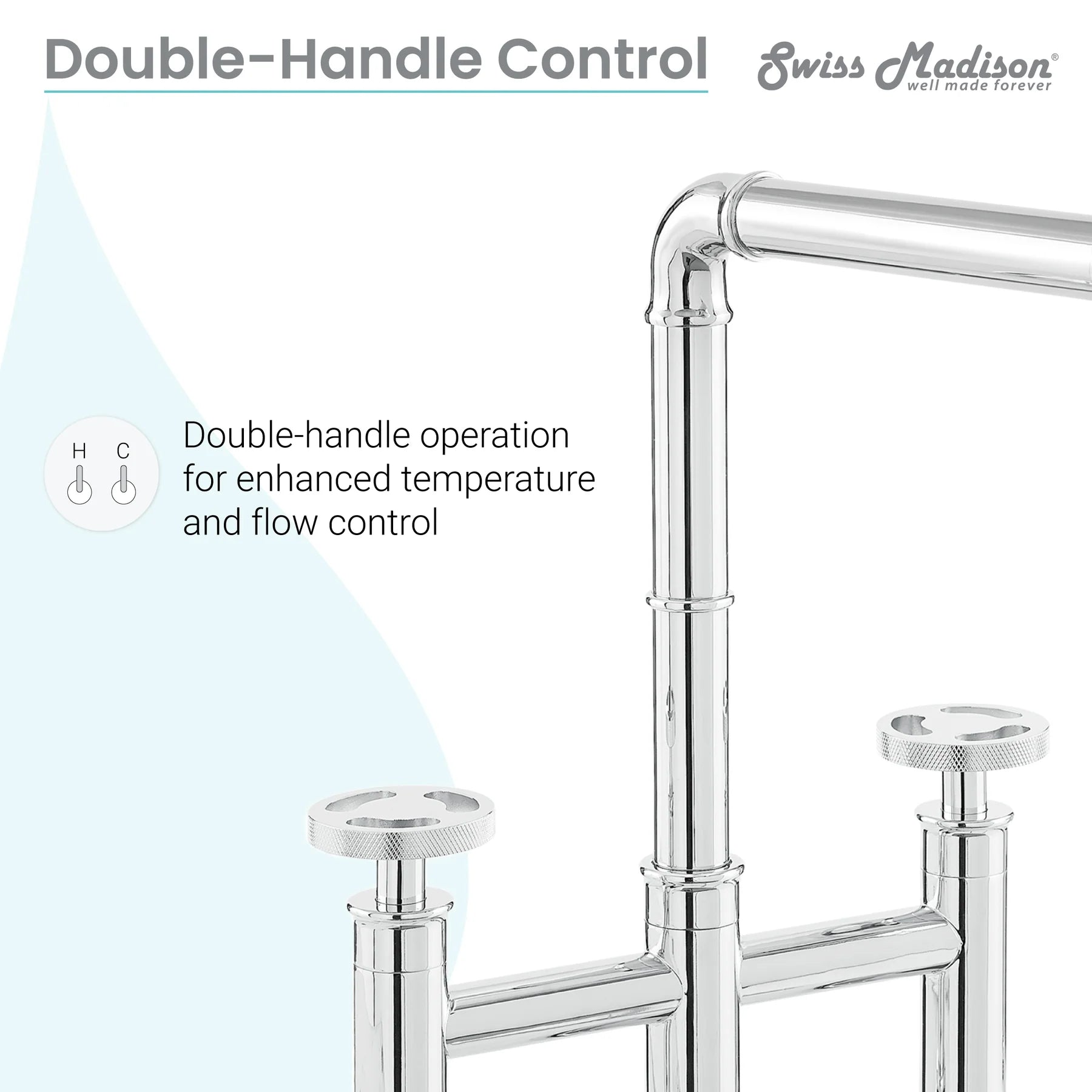 Swiss Madison Avallon Pro 8" Four Hole Chrome Bridge Kitchen Faucet With Side Sprayer