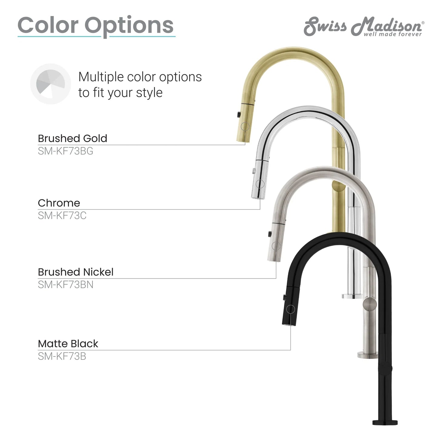 Swiss Madison Chalet 17" Single Handle Matte Black Kitchen Faucet With 360 Swivel and Pull-Out Spray