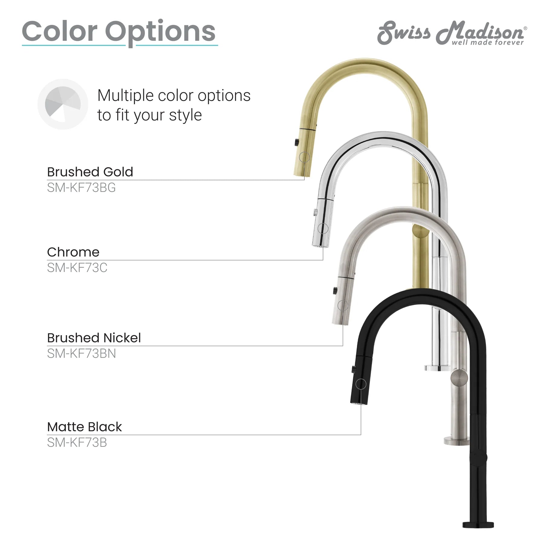 Swiss Madison Chalet 17" Single Handle Matte Black Kitchen Faucet With 360 Swivel and Pull-Out Spray