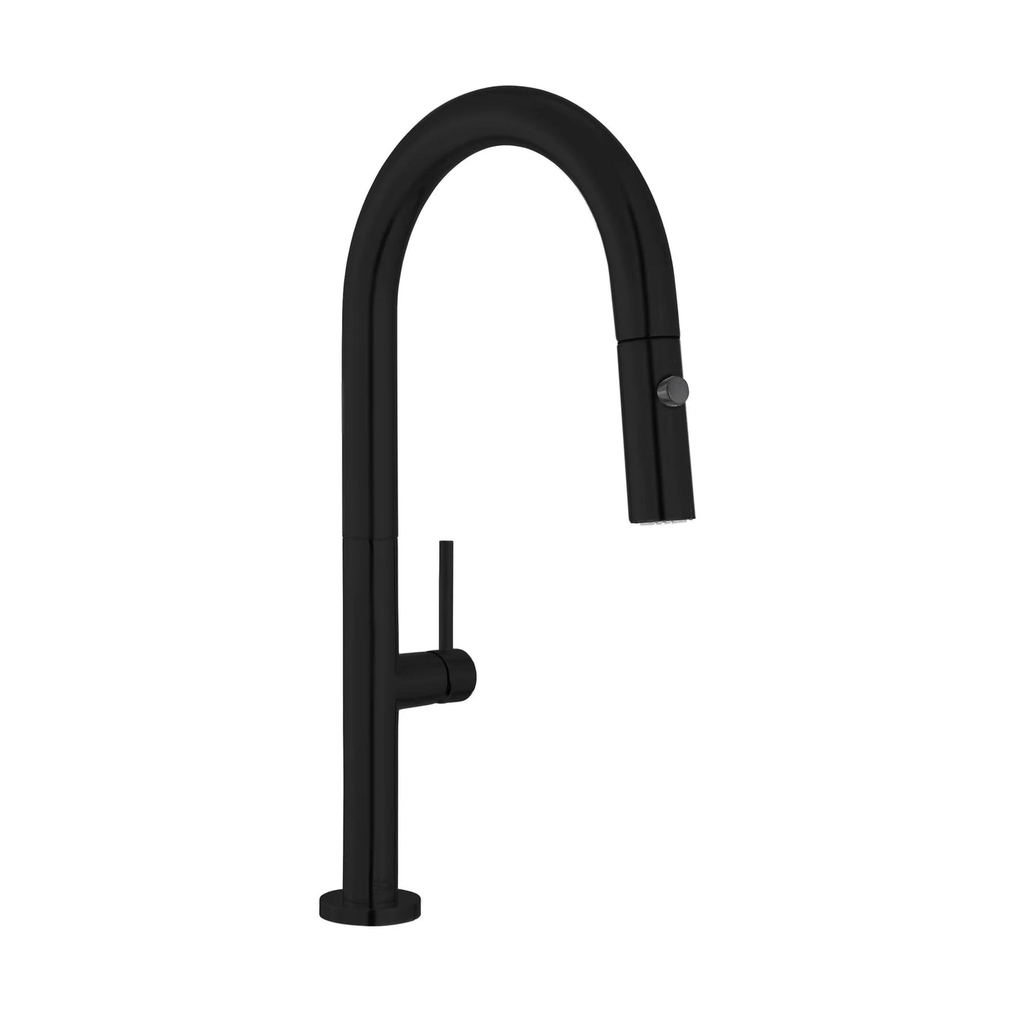 Swiss Madison Chalet 17" Single Handle Matte Black Kitchen Faucet With 360 Swivel and Pull-Out Spray