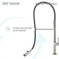 Swiss Madison Chalet 22" Single Handle Brushed Nickel Kitchen Faucet With 360 Swivel and Pull-Out Spray