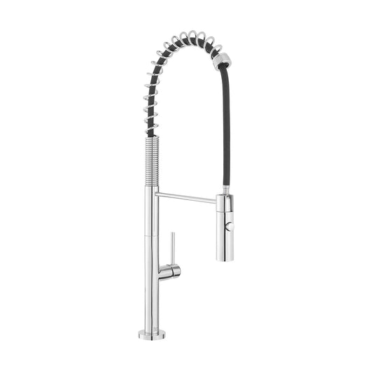 Swiss Madison Chalet 22" Single Handle Chrome Kitchen Faucet With 360 Swivel and Pull-Out Spray