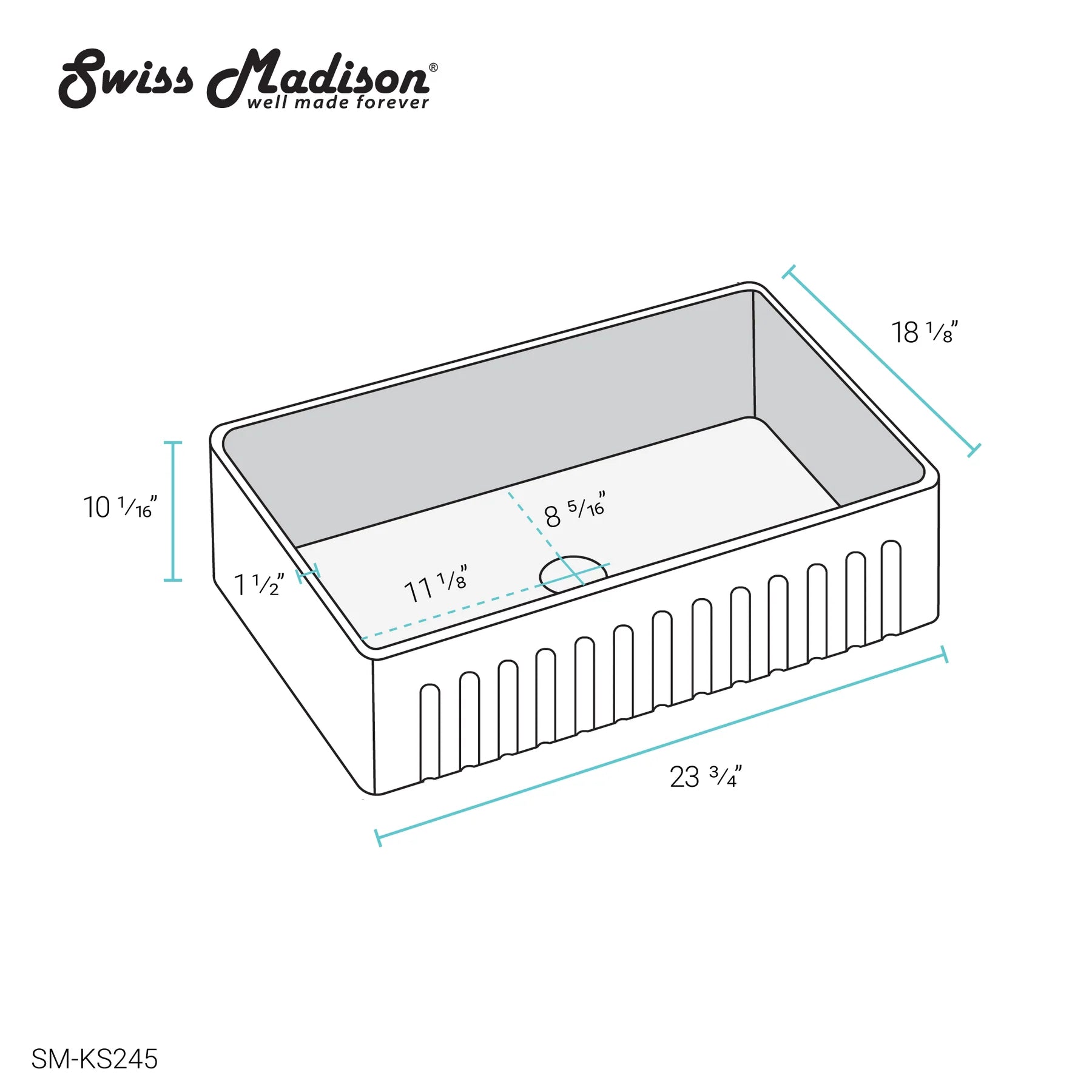 Swiss Madison Delice 24" Single White Ceramic Farmhouse Kitchen Sink