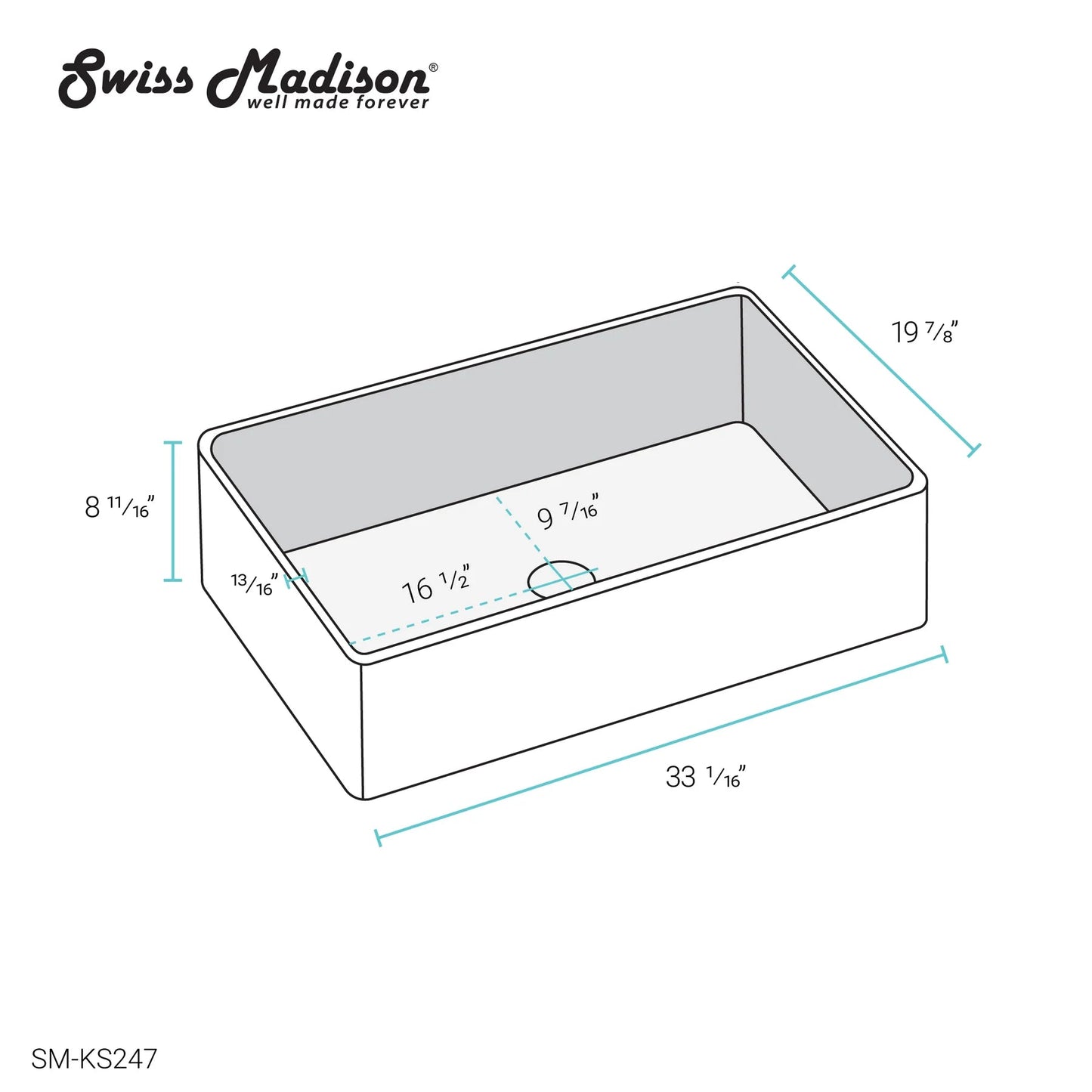 Swiss Madison Élégance 33" Single White Ceramic Farmhouse Kitchen Sink