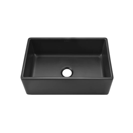 Swiss Madison Lyon 24" Single Matte Black Fireclay Farmhouse Kitchen Sink