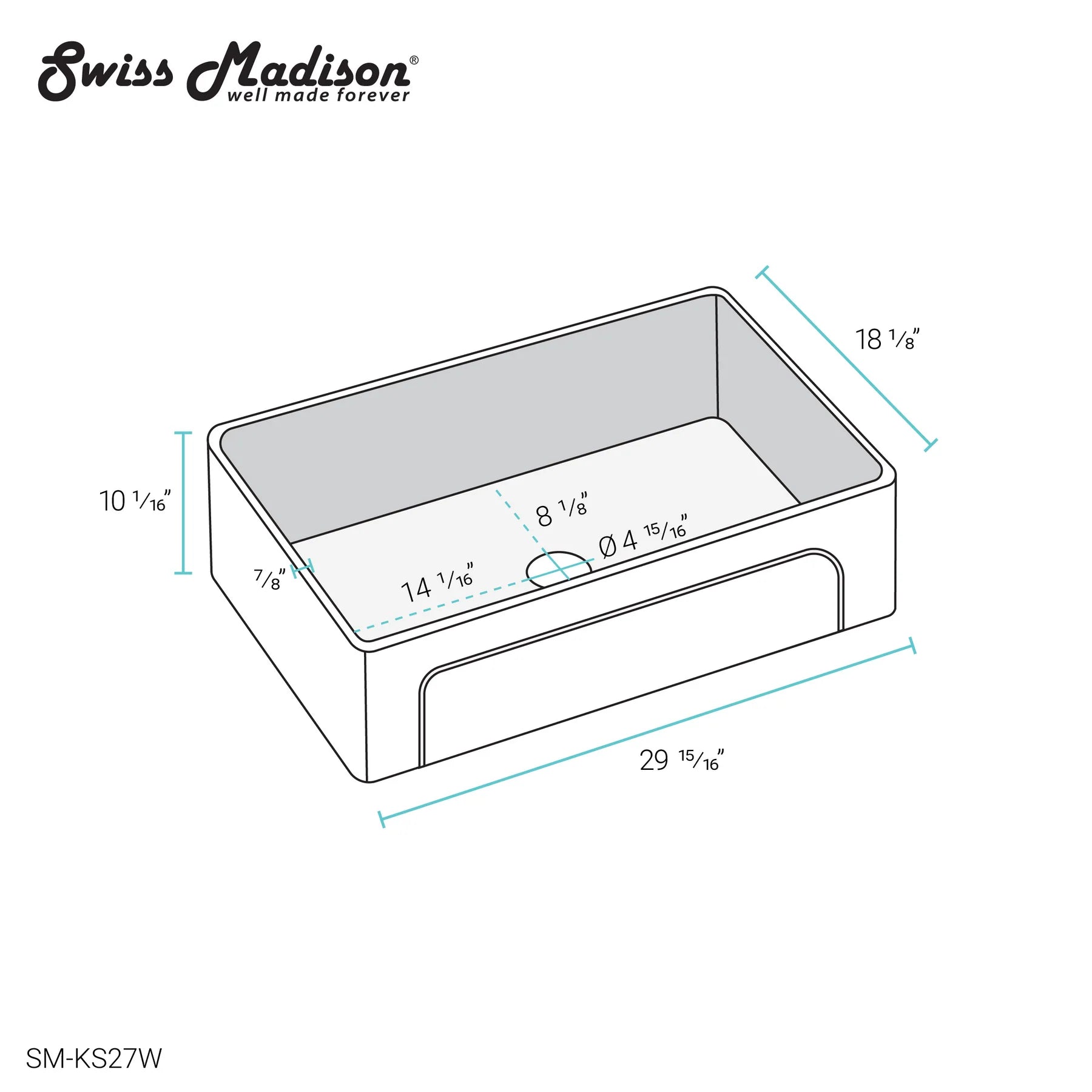 Swiss Madison Lyon 30" Single White Fireclay Farmhouse Kitchen Sink