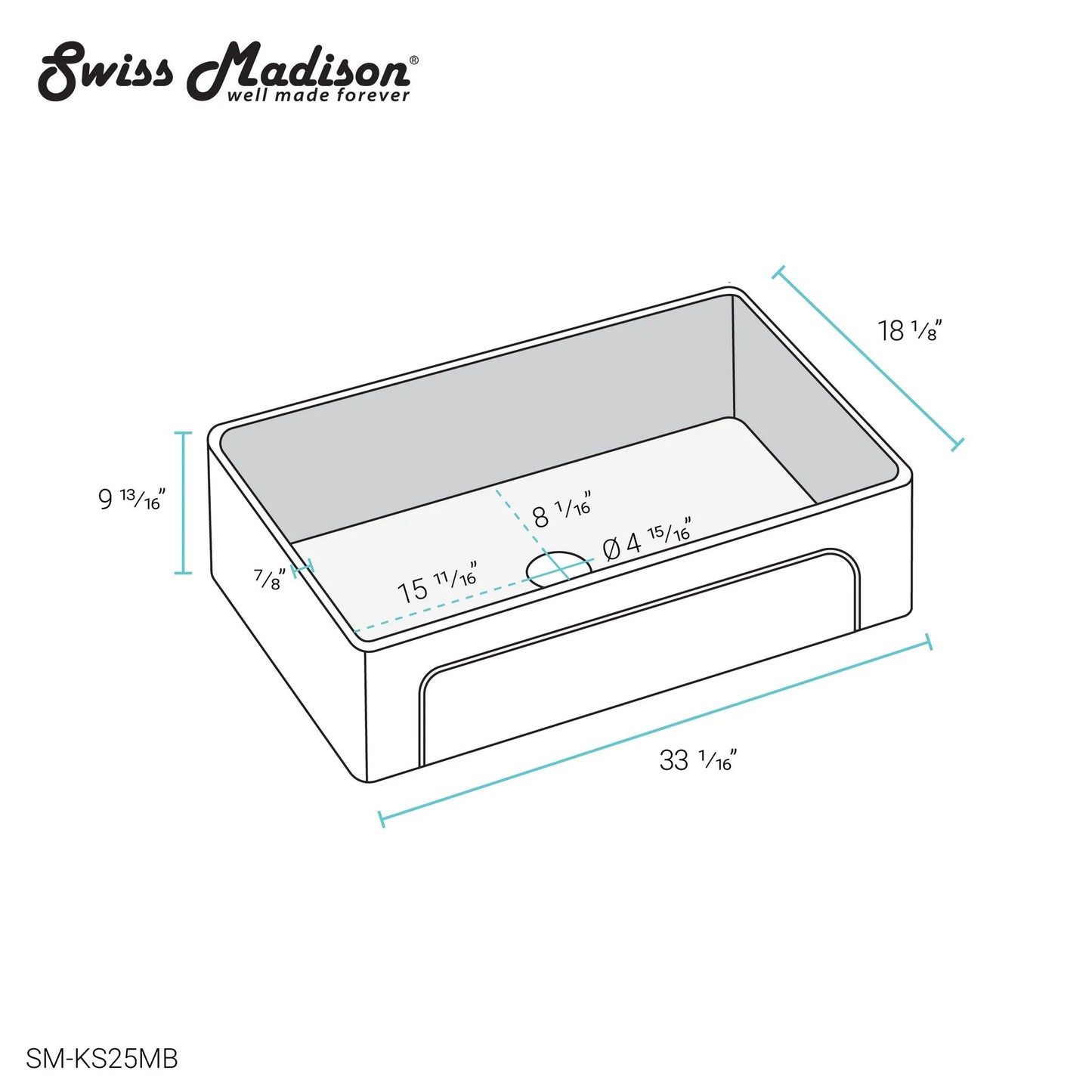 Swiss Madison Lyon 33" Single Matte Black Fireclay Farmhouse Kitchen Sink