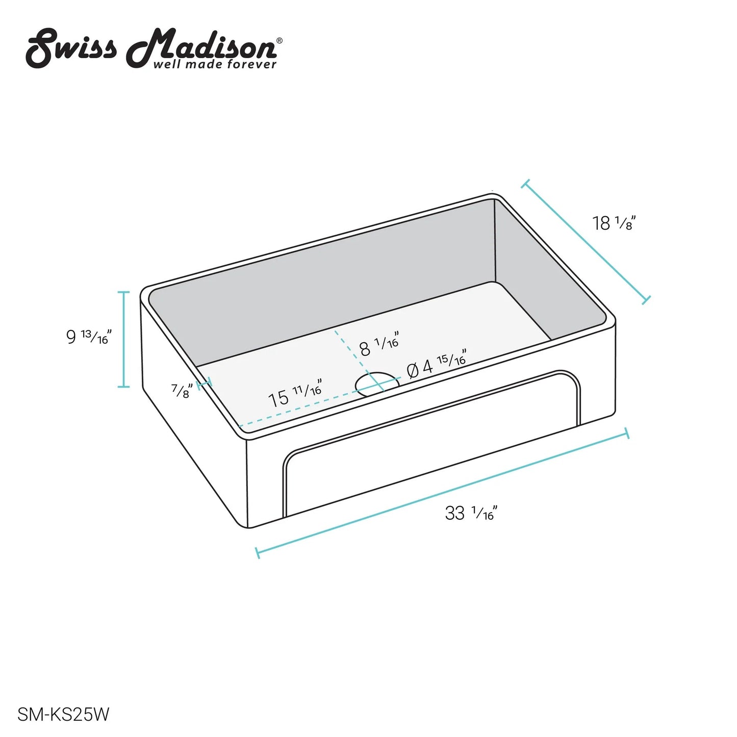 Swiss Madison Lyon 33" Single White Fireclay Farmhouse Kitchen Sink