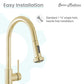 Swiss Madison Nouvet 15" Single Handle Brushed Gold Kitchen Faucet With 360 Swivel and Pull-Out Spray