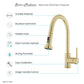 Swiss Madison Nouvet 15" Single Handle Brushed Gold Kitchen Faucet With 360 Swivel and Pull-Out Spray