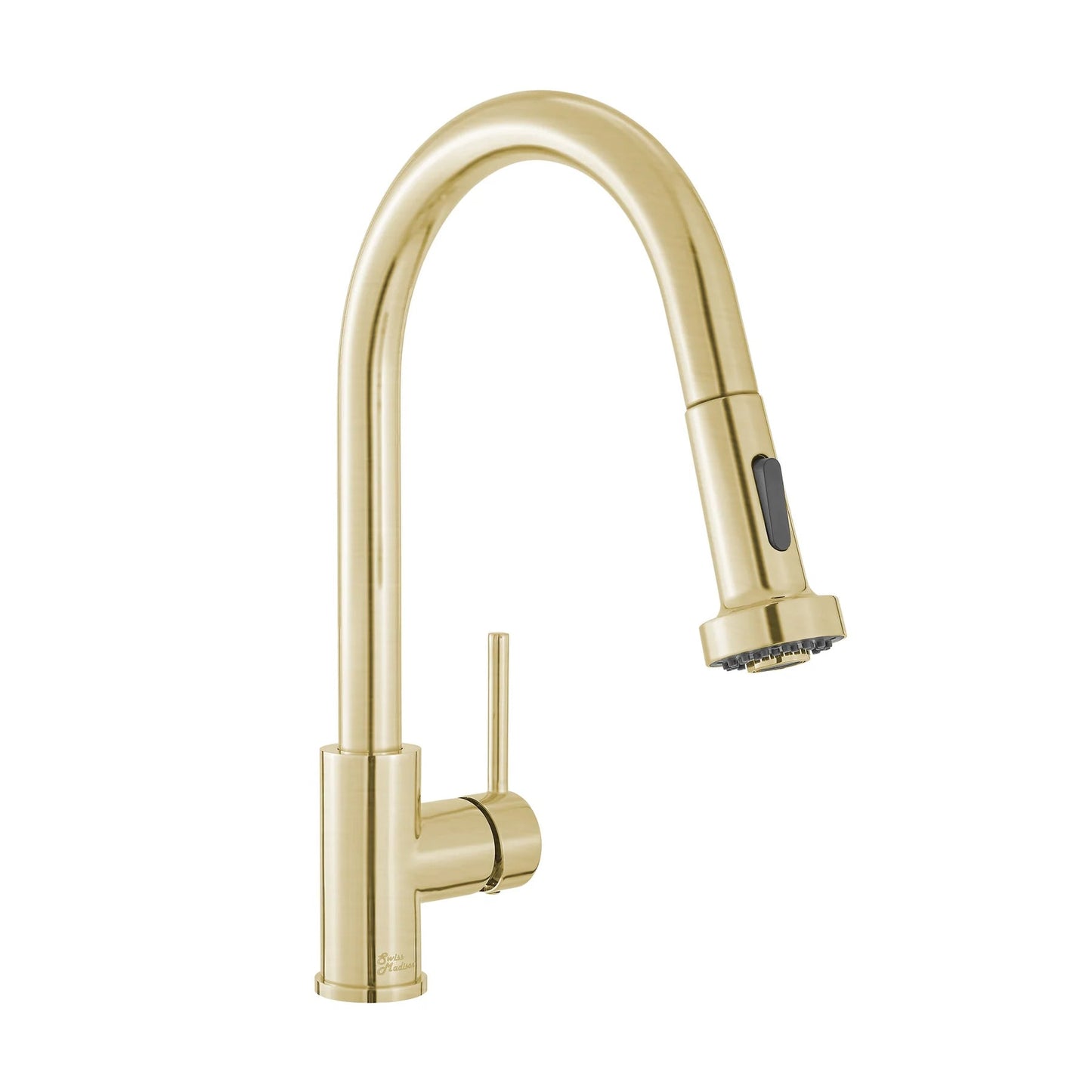 Swiss Madison Nouvet 15" Single Handle Brushed Gold Kitchen Faucet With 360 Swivel and Pull-Out Spray