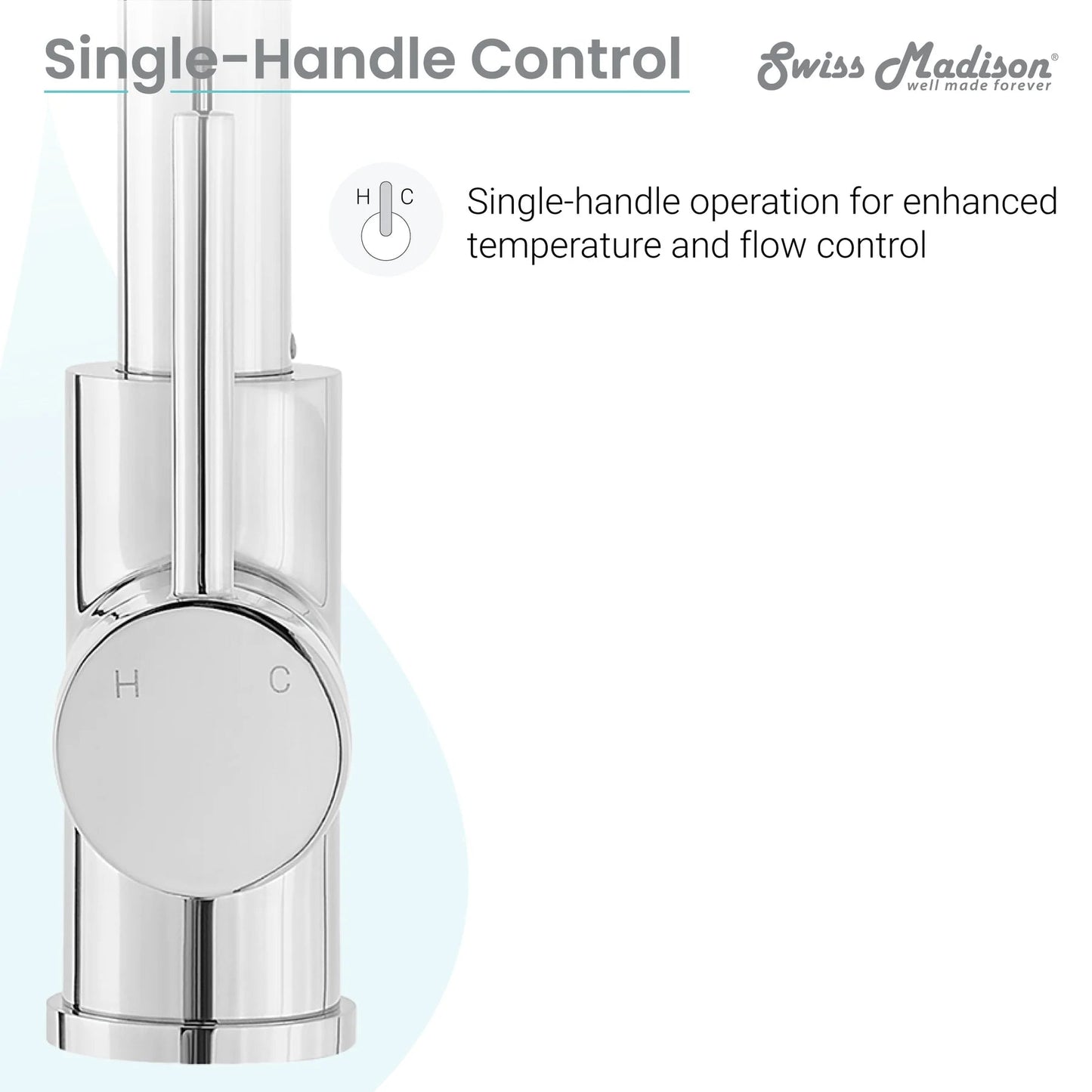 Swiss Madison Nouvet 15" Single Handle Chrome Kitchen Faucet With 360 Swivel and Pull-Out Spray