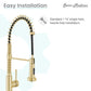 Swiss Madison Nouvet 19" Single Handle Brushed Gold Kitchen Faucet With 360 Swivel and Pull-Out Spray